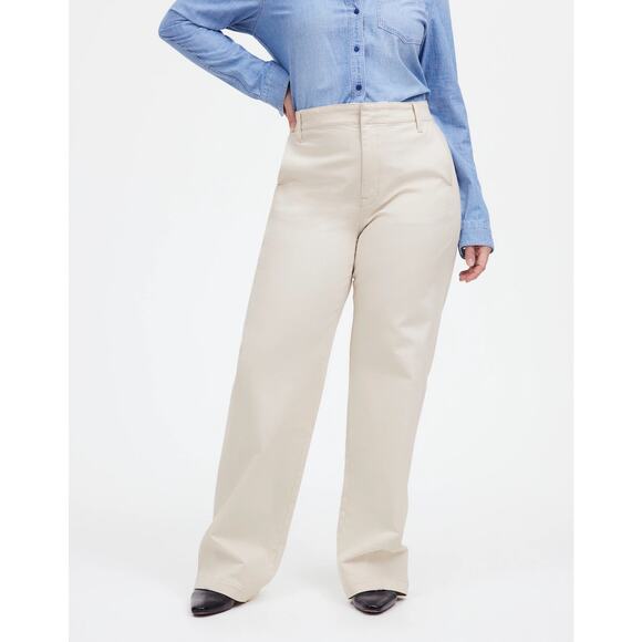 NWT Madewell Tapered Denim High Rise Trouser Pant In Vintage Ivory Size 33 - Picture 1 of 10